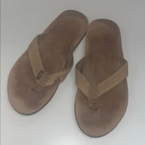 Rainbow Men’s Dark Tan Leather Sandals size 10 / preowned